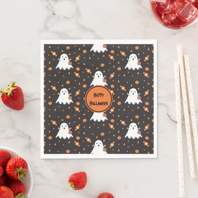 Niedlich Ghost Pattern Halloween Paper Napkins Serviette (Beispiel)
