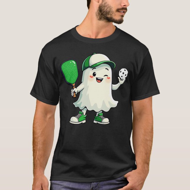 Niedlich Ghost Pickleball Paddle Halloween Pickleb T-Shirt (Vorderseite)