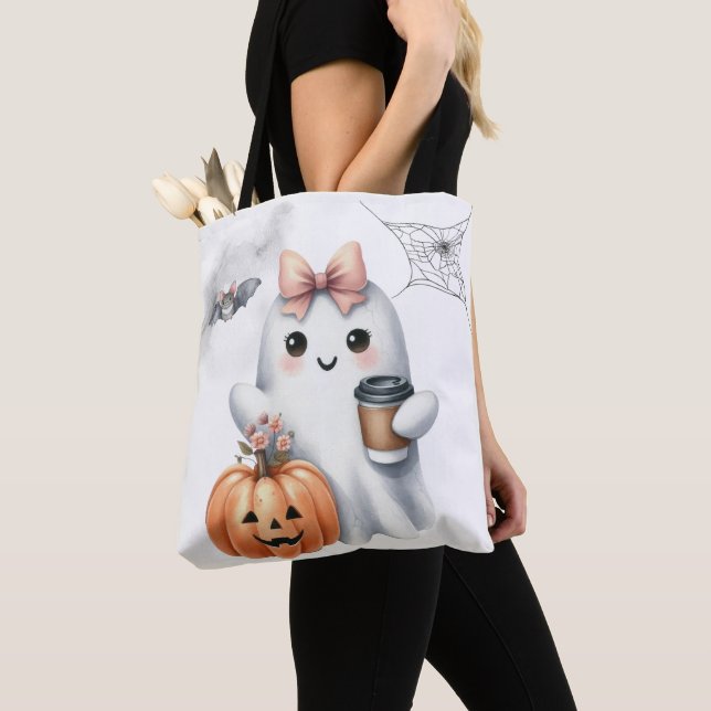 Niedlich Ghost Pumpkin Bat Halloween Tasche (Von Nahem)