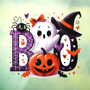 Niedlich Ghost & Pumpkin 'Boo' Halloween Fensteraufkleber