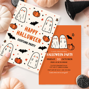 Niedlich Ghost & Pumpkin Halloween Einladung