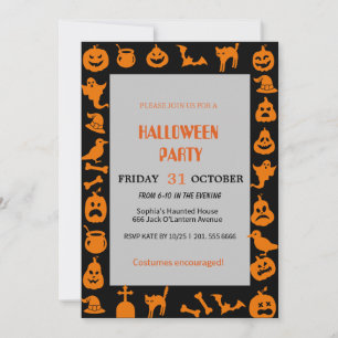 Niedlich Ghost & Pumpkin Halloween Einladung