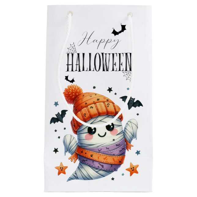 Niedlich Ghost Pumpkin Halloween Holiday Kleine Geschenktüte (Vorderseite)