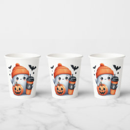 Niedlich Ghost Pumpkin Halloween Holiday Pappbecher