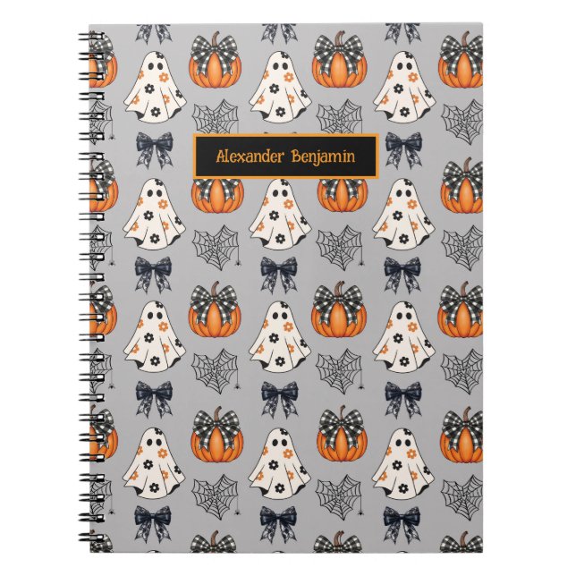 Niedlich Ghost Pumpkin Halloween Notizblock (Vorderseite)