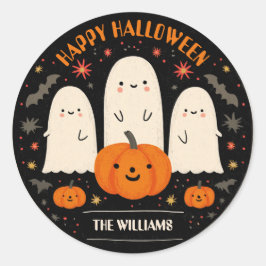 Niedlich Ghost & Pumpkin Halloween Runder Aufkleber