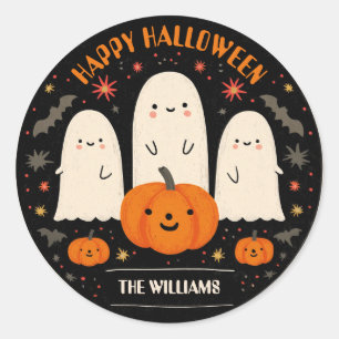 Niedlich Ghost & Pumpkin Halloween Runder Aufkleber