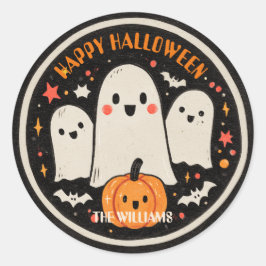 Niedlich Ghost & Pumpkin Halloween Runder Aufkleber