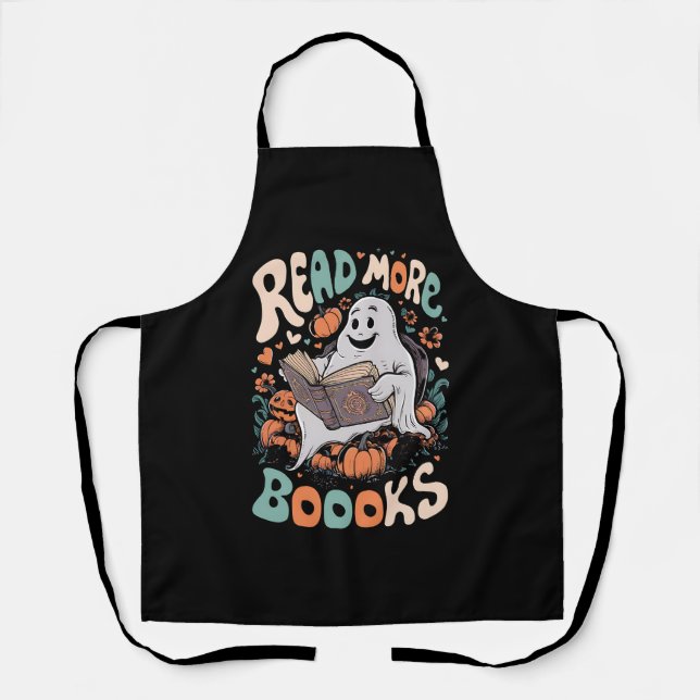 Niedlich Ghost Read More Books Lehrerin Halloween Schürze (Vorderseite)