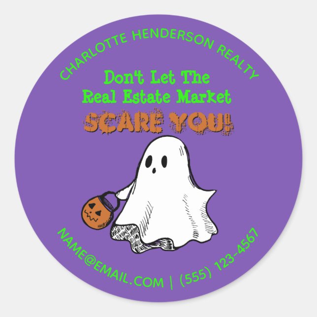 Niedlich Ghost Real Anwesen Pop von Halloween Runder Aufkleber (Vorderseite)