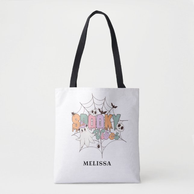 Niedlich Ghost Retro Halloween Spooky Vibes Tasche (Vorderseite)