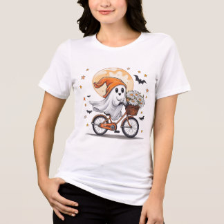 Niedlich Ghost Riding Fahrrad Halloween T - Shirt