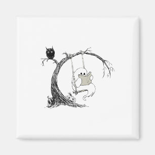 Niedlich Ghost SwingReading Book Halloween Ghost C Magnet