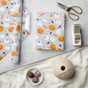 Niedlich Ghost und Pumpkin Halloween Geschenkpapier