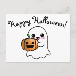 Niedlich Ghost und Pumpkin Happy Halloween Postkarte