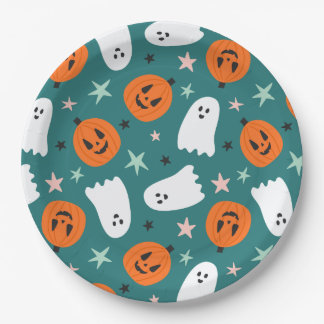 Niedlich Ghost und Pumpkins Halloween Pappteller