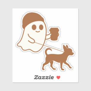 Niedlich Ghost Walking Chihuahua Aufkleber