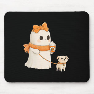 Niedlich Ghost Walking Dog Coquette Bow Halloween Mousepad