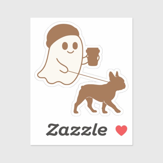Niedlich Ghost Walking Frankreich Aufkleber (Blatt)