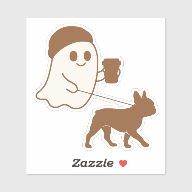 Niedlich Ghost Walking Frankreich Aufkleber (Blatt)