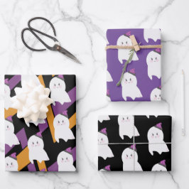 Niedlich Ghost Witch Hat Halloween Theme Geschenkpapier Set