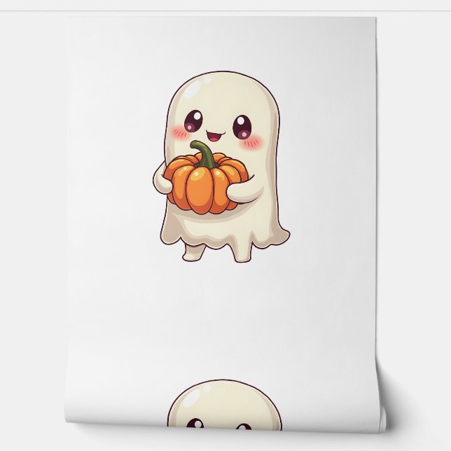 Niedlich Ghost with Pumpkin - Funny Halloween Tapete (Abrollen)