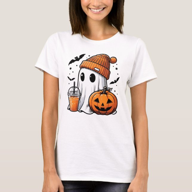Niedlich Ghost Womens Halloween T-Shirt (Vorderseite)