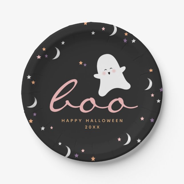 Niedlich Ghosts Boo Halloween Pappteller (Vorderseite)