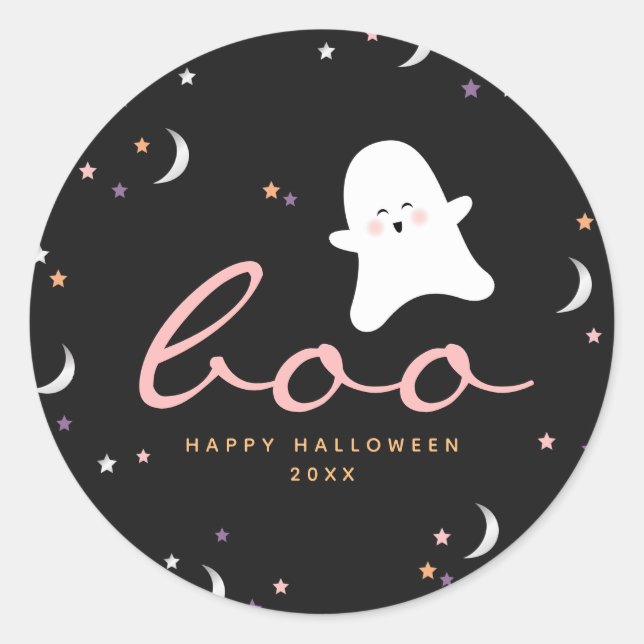 Niedlich Ghosts Boo Halloween Runder Aufkleber (Vorderseite)