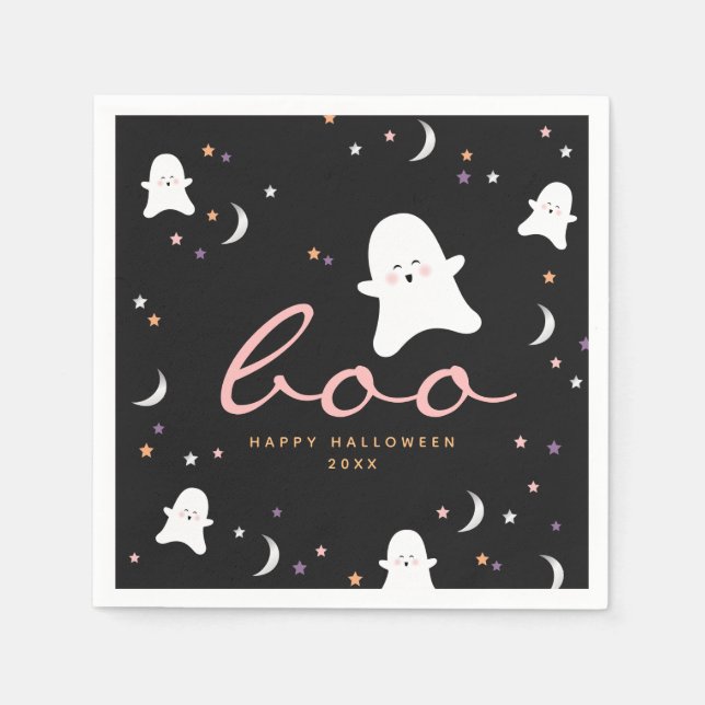 Niedlich Ghosts Boo Halloween Serviette (Vorderseite)