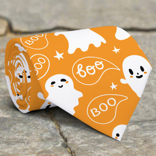 Niedlich Ghosts Boo Orange Halloween Krawatte