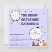 Niedlich Ghosts Friedhof - KinderHalloween-Einladu