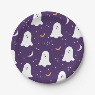 Niedlich Ghosts Halloween Dark Lila Paper Plate Pappteller