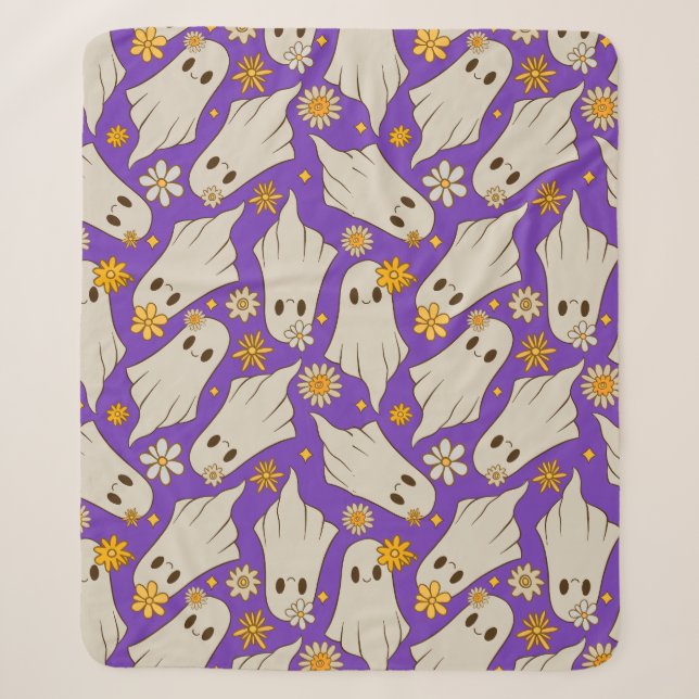 Niedlich Ghosts Halloween-Muster Sherpadecke (Vorderseite)