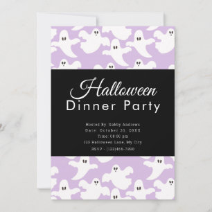 Niedlich Ghosts Pastel Lila Halloween Abendessen P Einladung