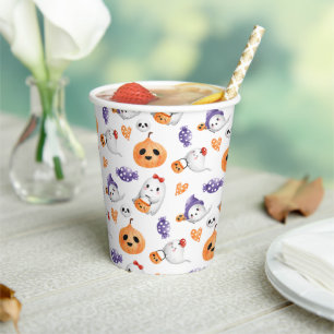 Niedlich Ghosts Pumpkin Pattern Halloween-Party Pappbecher