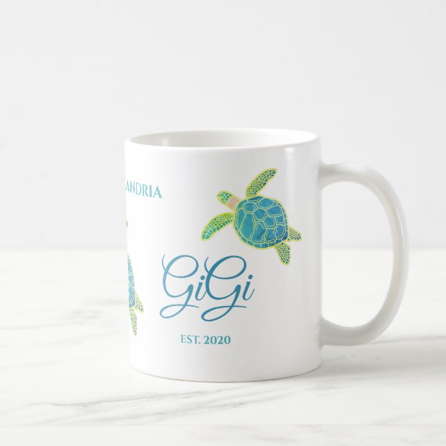 Niedlich Gigi Sea Turtle Aquamarines Aqua Türkisch Kaffeetasse (Rechts)