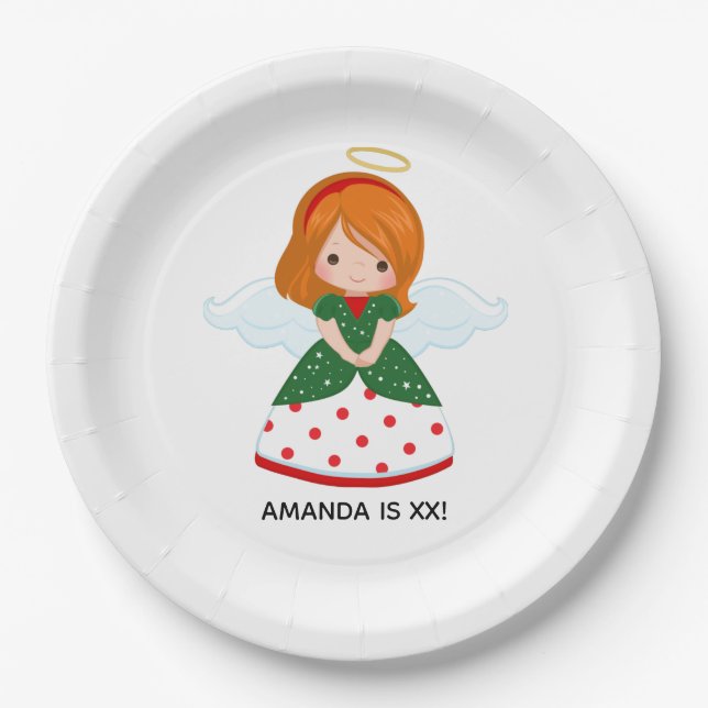 Niedlich Ginger Angel Weihnachtsfeier Pappteller (Vorderseite)