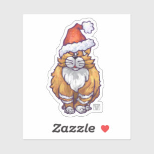 Niedlich Ginger Cat Christmas Aufkleber