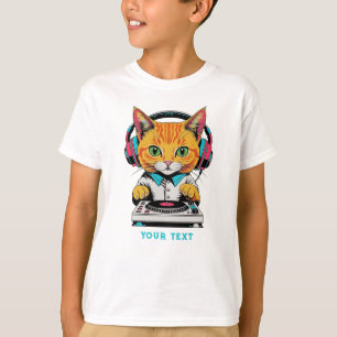 Niedlich Ginger Cat DJ Pop Art Design Retro Kopfhö T-Shirt