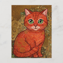 Niedlich Ginger Cat Gustav Klimt Postcard Postkarte
