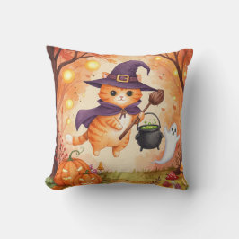 Niedlich Ginger Hexenkatze Halloween Kissen