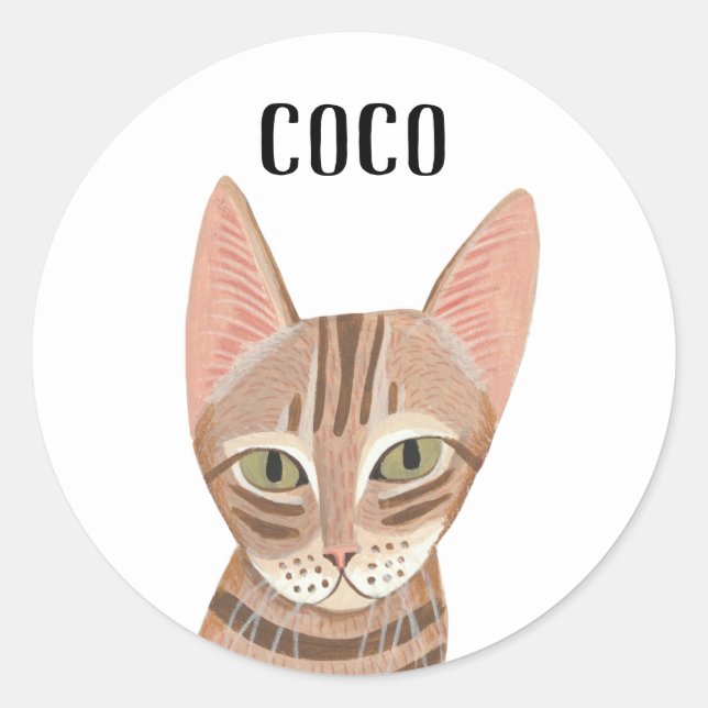 Niedlich Ginger Illustriert Cat Runder Aufkleber (Vorderseite)