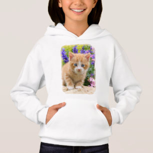 Niedlich Ginger Kitten in einem Blumengarten - Hoodie