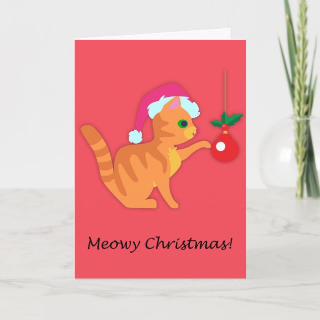 Niedlich Ginger Kitten Weihnachten Karte (Vorderseite)