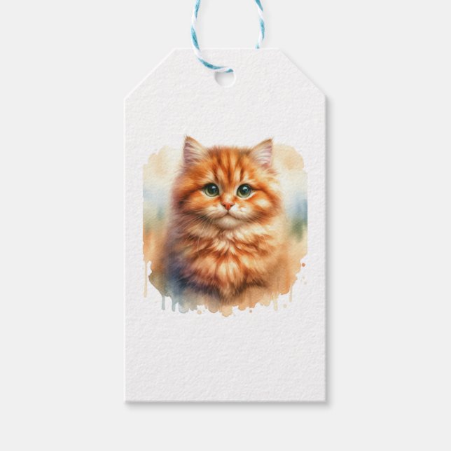 Niedlich Ginger Tabby Cat Classic T - Shirt Geschenkanhänger (Vorderseite)
