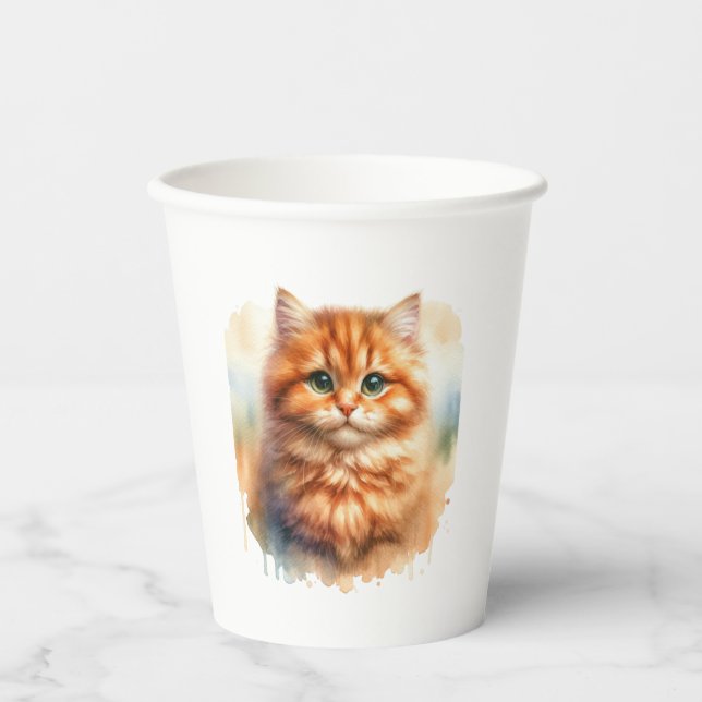 Niedlich Ginger Tabby Cat Classic T - Shirt Pappbecher (Vorderseite)