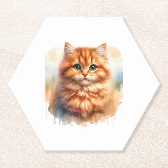 Niedlich Ginger Tabby Cat Classic T - Shirt Untersetzer (Vorderseite)