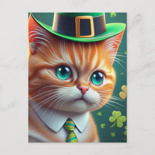 Niedlich Ginger Tabby St. Patricks Day Cat Postkarte