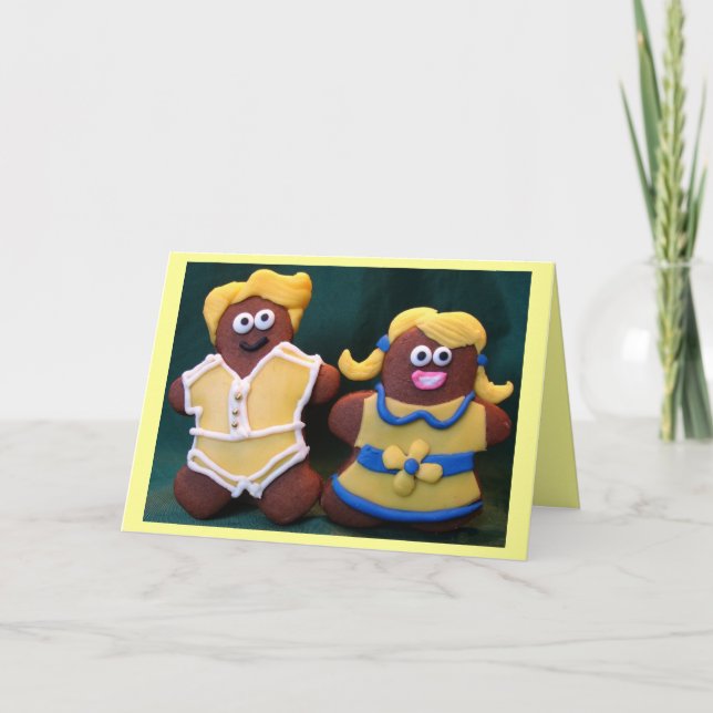 Niedlich Gingerbread Couple Wedding Karte (Vorderseite)